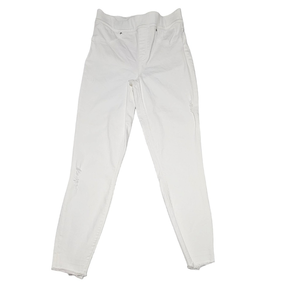 SPANX Sz S White Distressed Raw Hem‎ Pull-On Stretch Jean Leggings 20229R